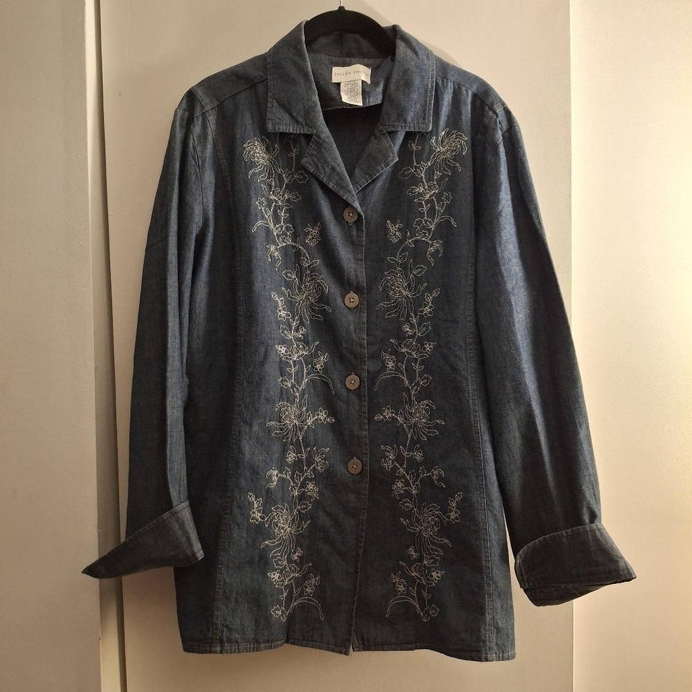 Jaclyn Smith Blue Jean Shirt Classic Denim Style